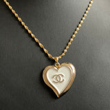 CC White Heart Button Necklace TC
