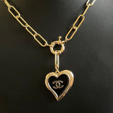 CC Black Heart  Button Necklace PC