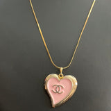 CC Pink Heart Button Necklace