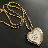 CC White Heart Button Necklace TC