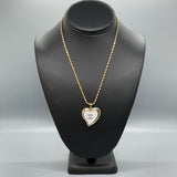 CC White Heart Button Necklace TC