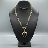 CC Black Heart  Button Necklace PC