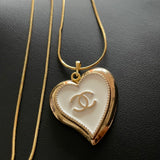 CC White Heart  Button Necklace SC