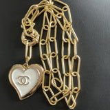 CC White Heart  Button Necklace PC