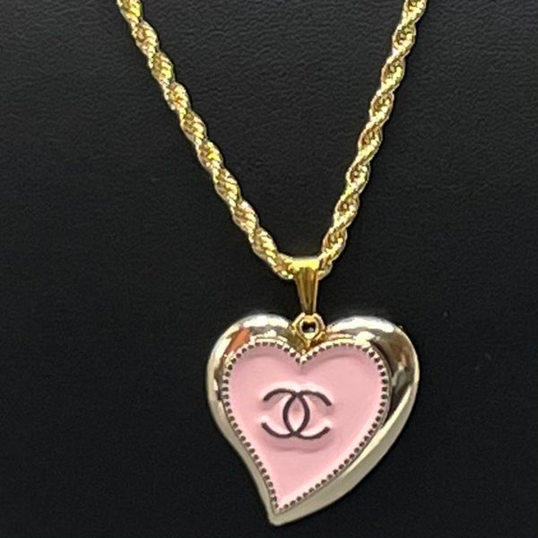 Chanel Pink Heart Reworked Vintage Button Necklace - $99 (80% Off