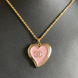 CC Pink Heart  Button Necklace TC