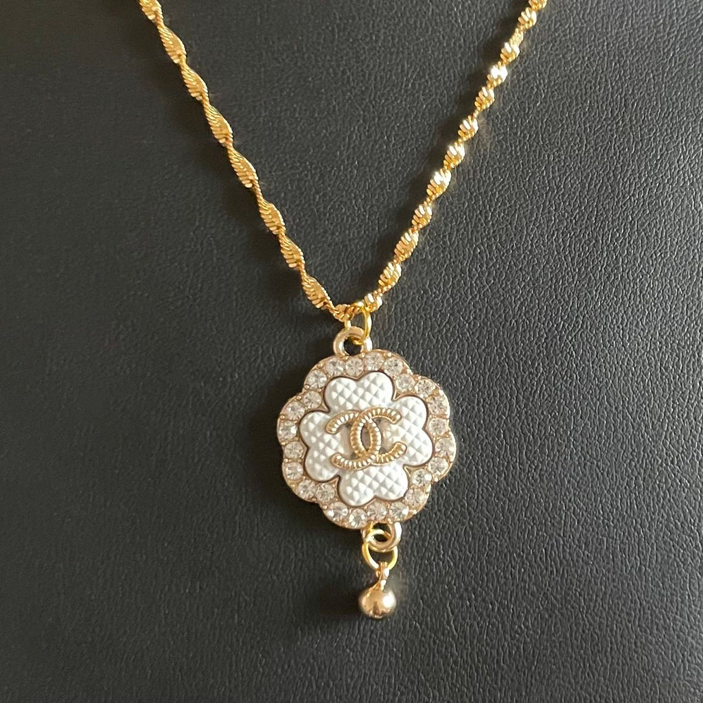 CC Crystal Button Necklace – Vintage Bond LLC